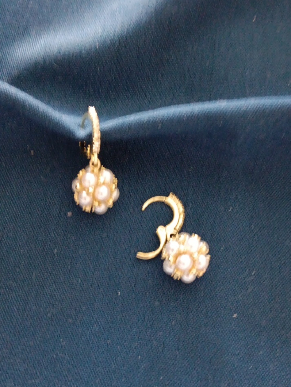 Gold and Pearl Cluster Drop Earrings - Women Jewelry